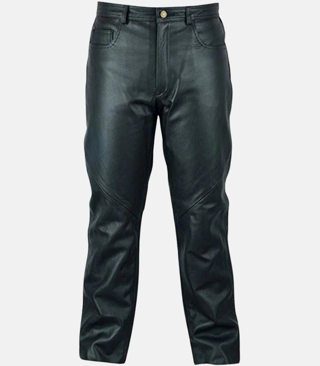 Handmade Men’s 502 Black Leather Pants for Men