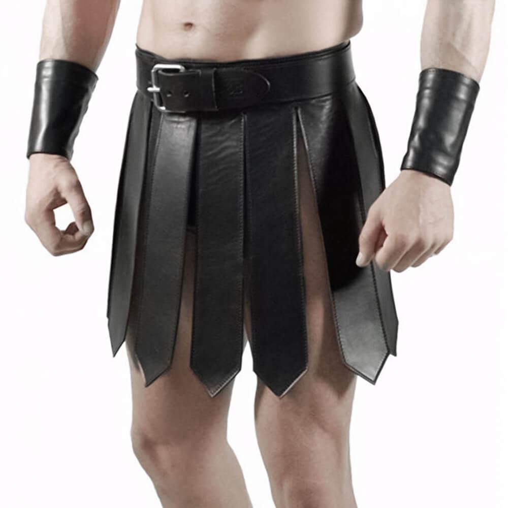 Men’s Real Leather Roman Gladiator Kilt Larp