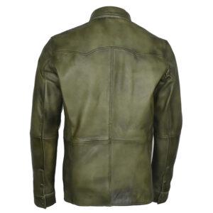 Mens Police Olive Green Leather Jacket