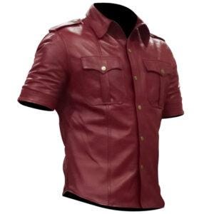 Mens Police Uniform Sexy Maroon Jacket