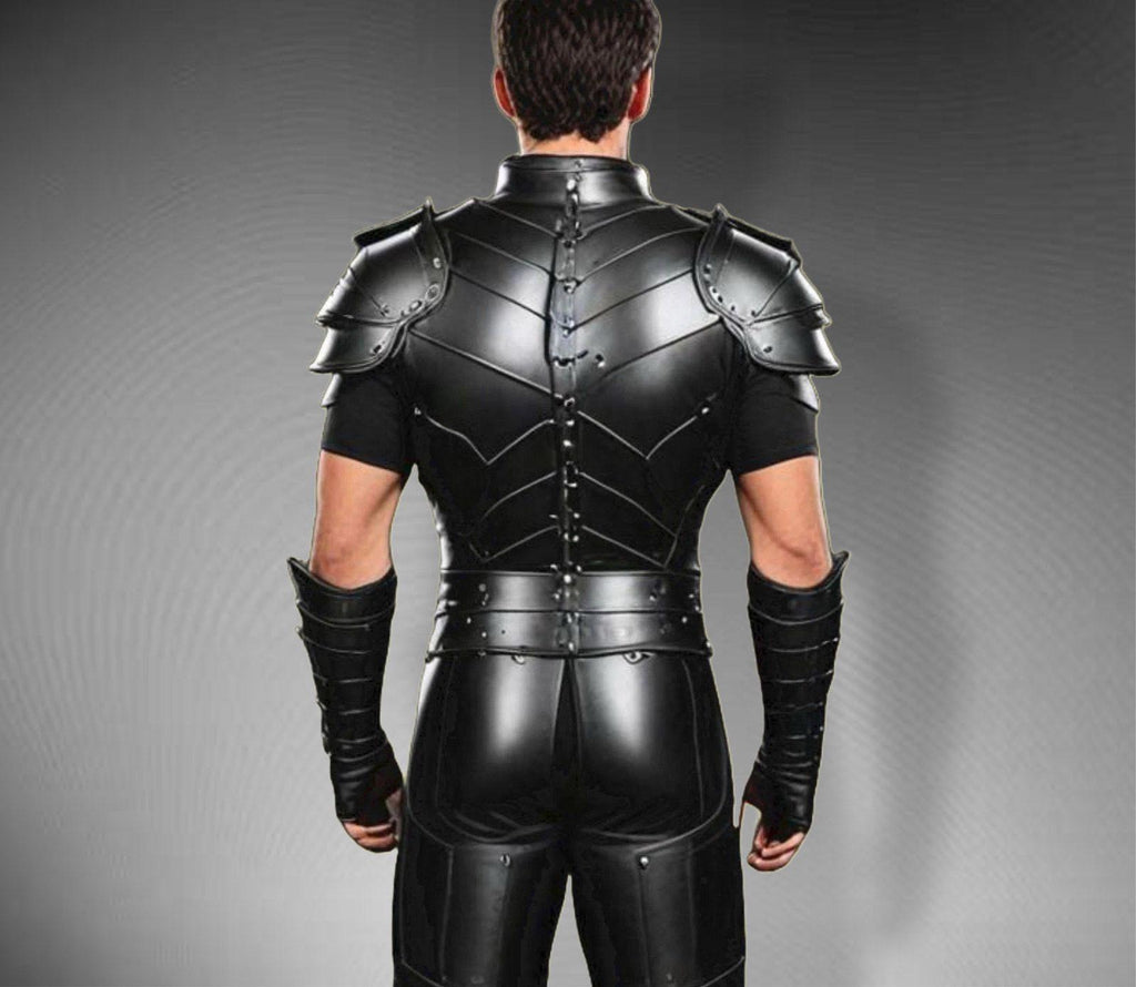 Handmade Men Leather Cosplay Black Armor - Classic Leather Medieval Costume - Men Warrior Armor - Leather Viking Armor - Gift for Him