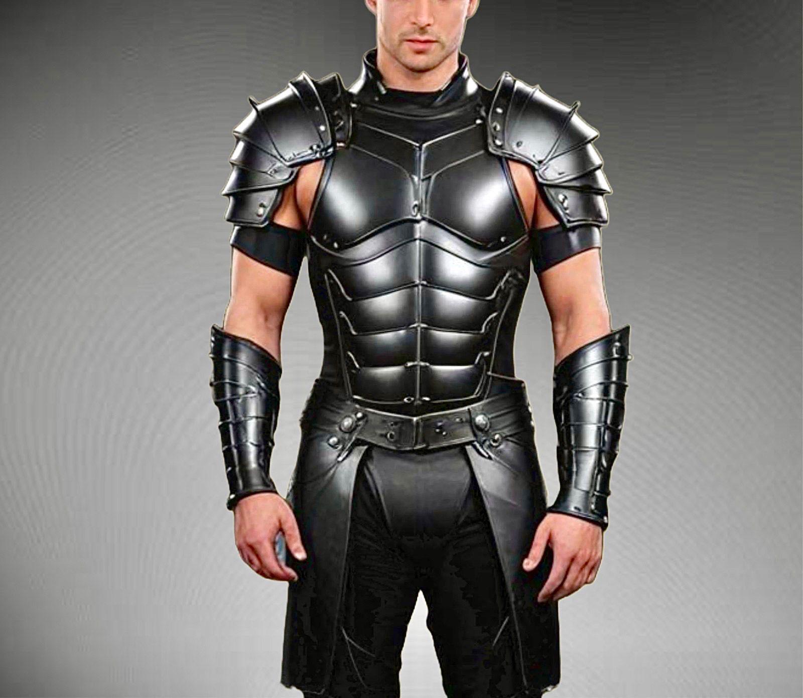 Handmade Men Leather Cosplay Black Armor - Classic Leather Medieval Costume - Men Warrior Armor - Leather Viking Armor - Gift for Him