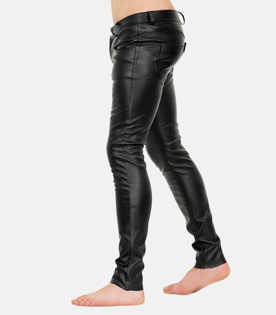 Handmade Men’s Black Leather Pants Sleek Style With Zipper Closure