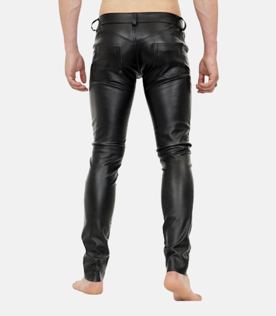 Handmade Men’s Black Leather Pants Sleek Style With Zipper Closure
