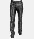 Handcrafted Men’s Black Leather Pants with flap closure