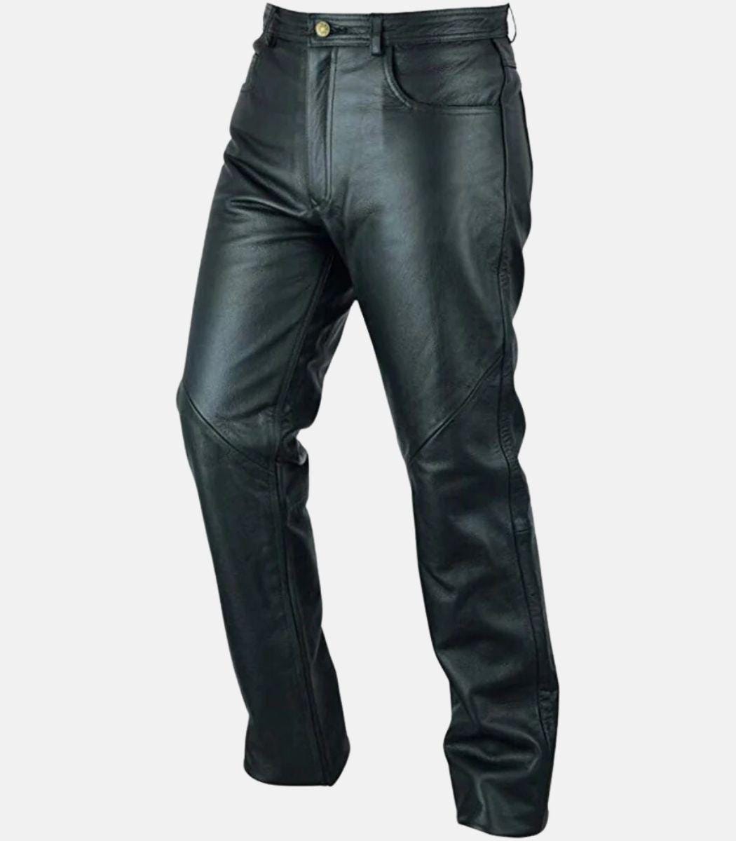 Handmade Men’s 502 Black Leather Pants for Men