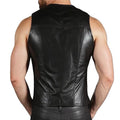 Handmade Genuine Real Sheep Lambskin Leather Black Vest Biker Vest For Men's Front Zipper Vest Round Neck Leather Steampunk Vest