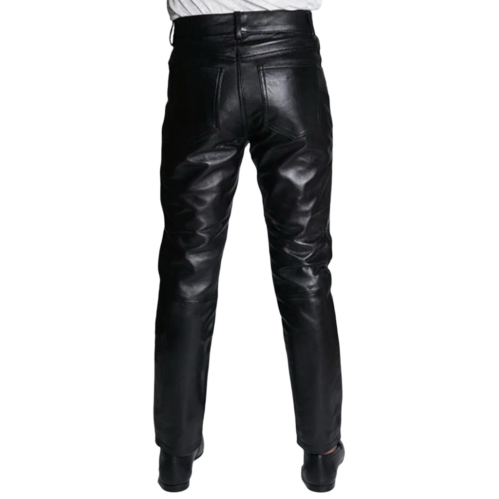 Genuine Sheep Leather Black Biker Pant - Stylish Men's Leather Pant