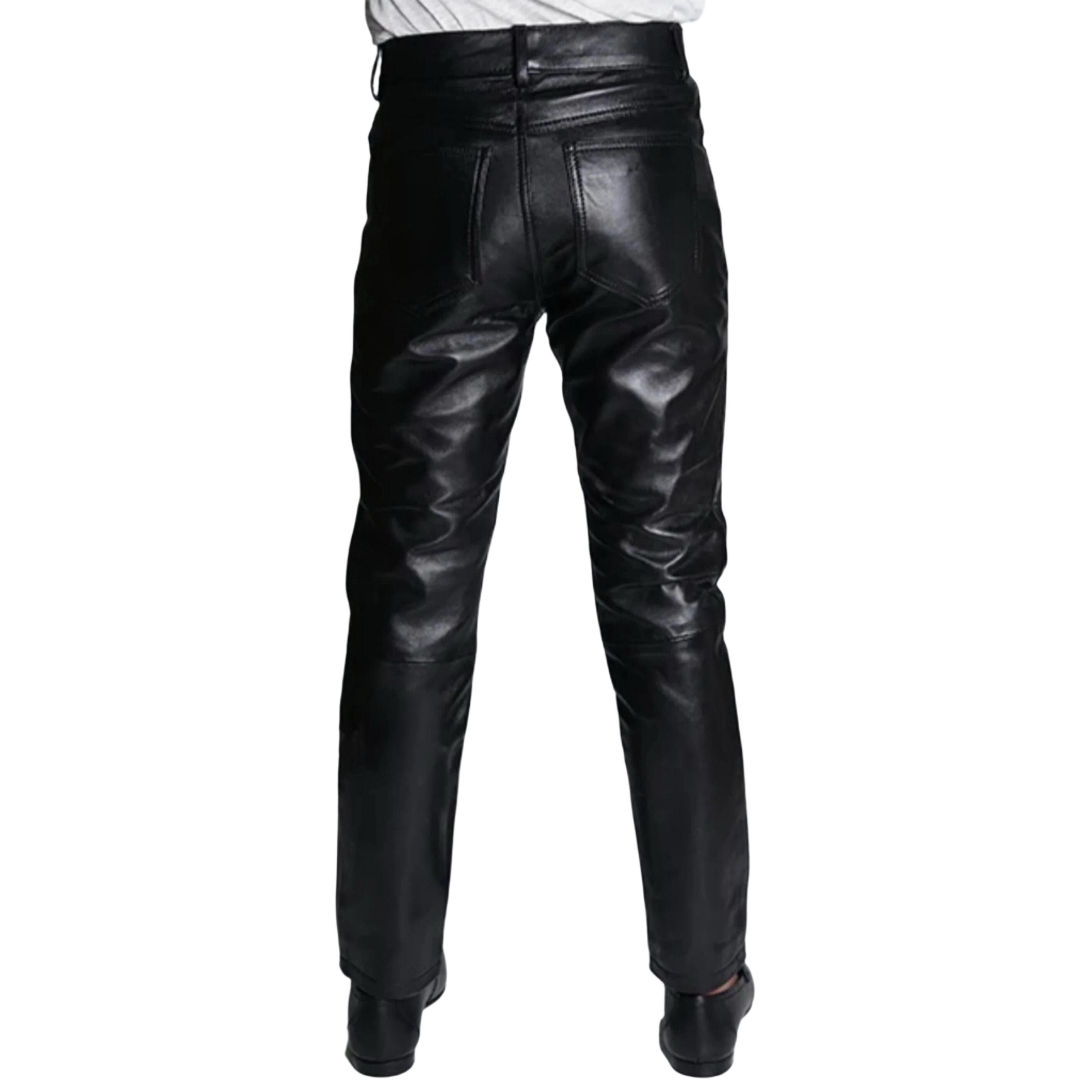 Genuine Sheep Leather Black Biker Pant - Stylish Men's Leather Pant
