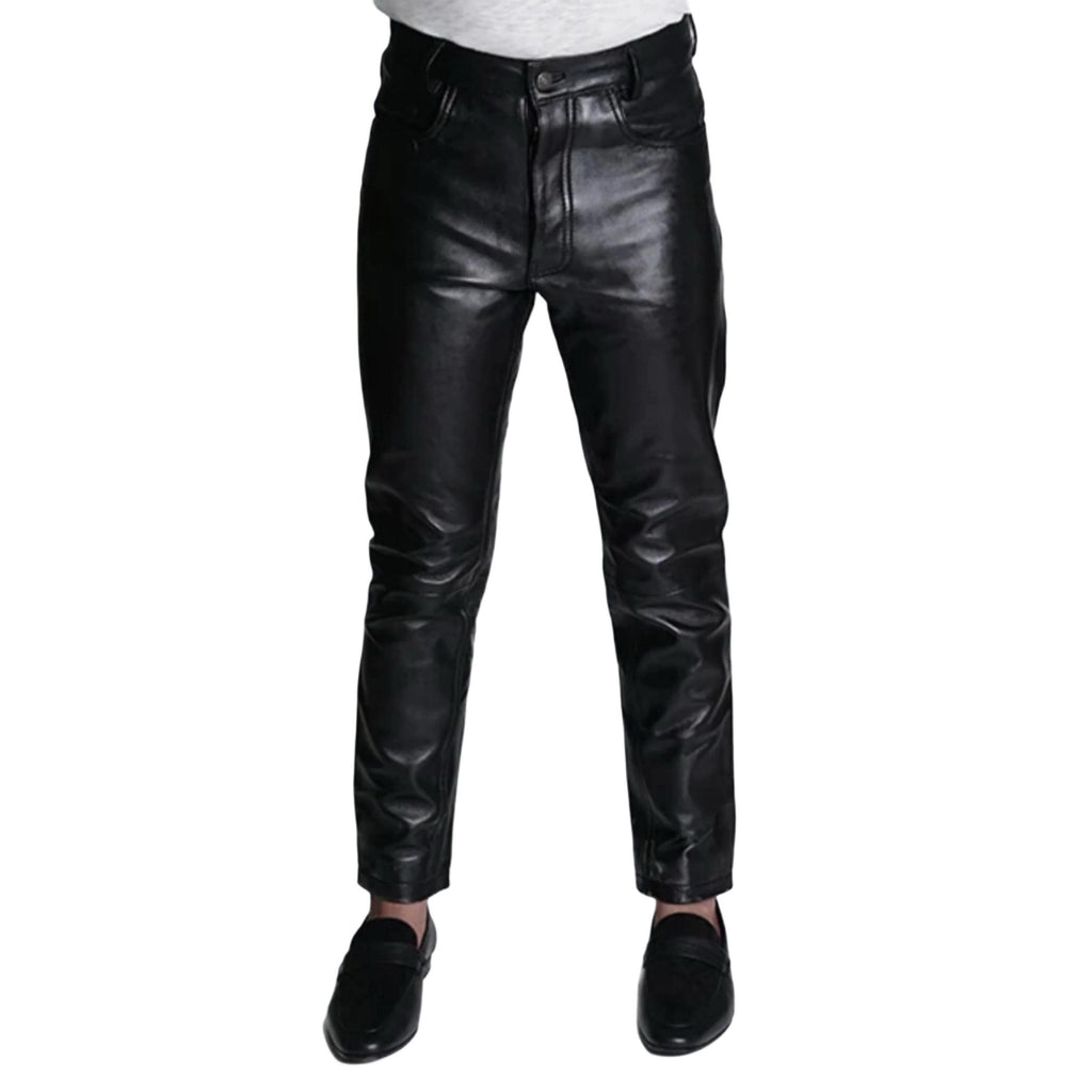 Genuine Sheep Leather Black Biker Pant - Stylish Men's Leather Pant