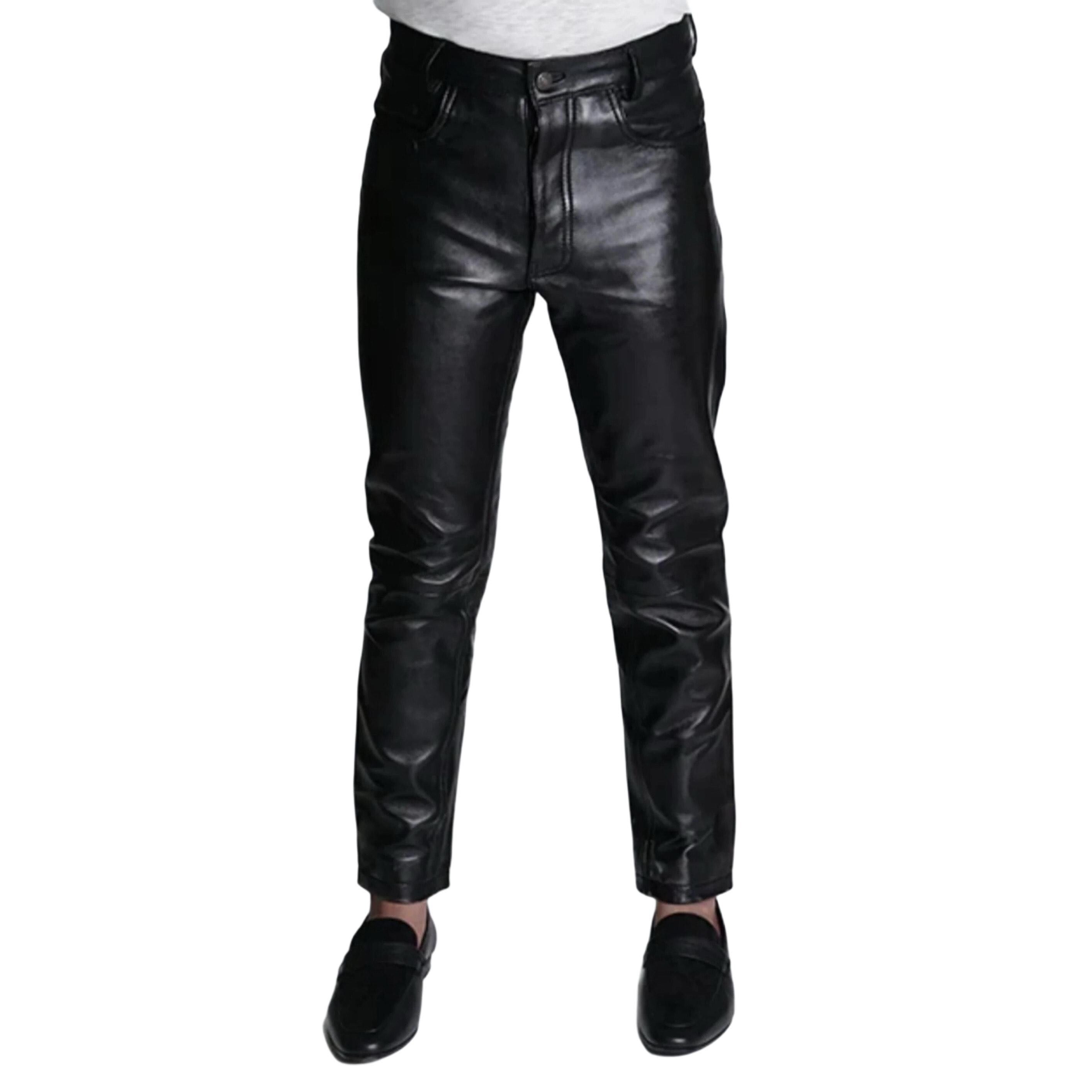 Genuine Sheep Leather Black Biker Pant - Stylish Men's Leather Pant