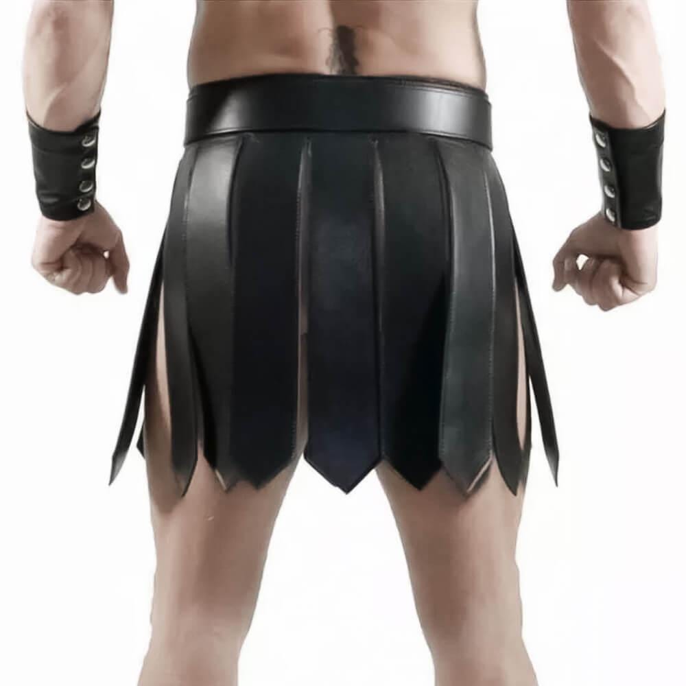 Men’s Real Leather Roman Gladiator Kilt Larp