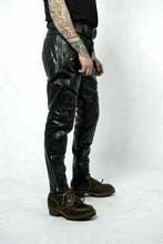 Men's Black Genuine Leather Padded Biker Pants