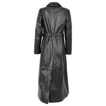 Ladies Black Genuine Leather Long Coat Trench