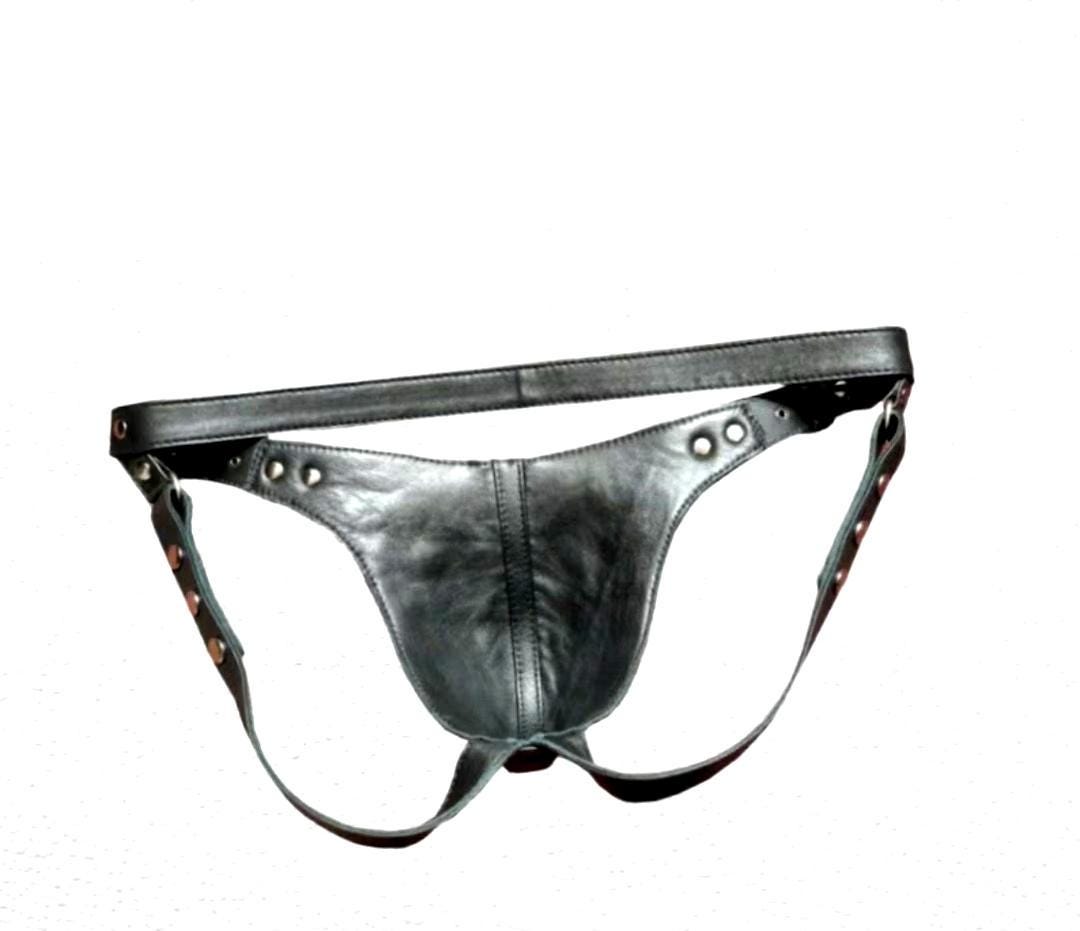 Leather Jock Strap Gay Thong Leather Slip String Lederhosen Jockstrap Padded for Men