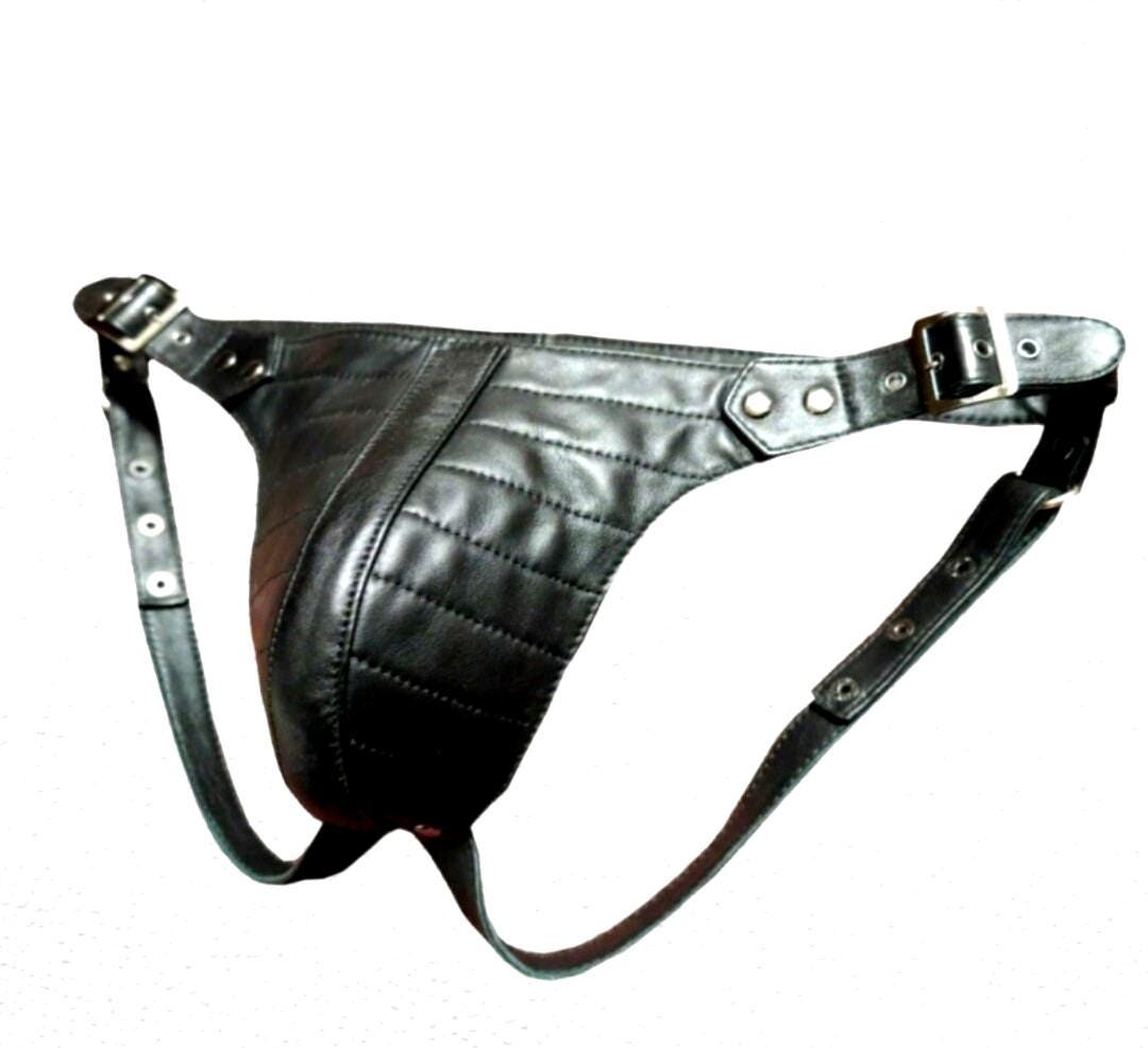 Leather Jock Strap Gay Thong Leather Slip String Lederhosen Jockstrap Padded for Men